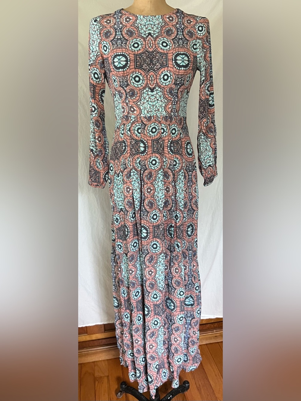 H&M Pleated Boho Multicolored Maxi Dress 8